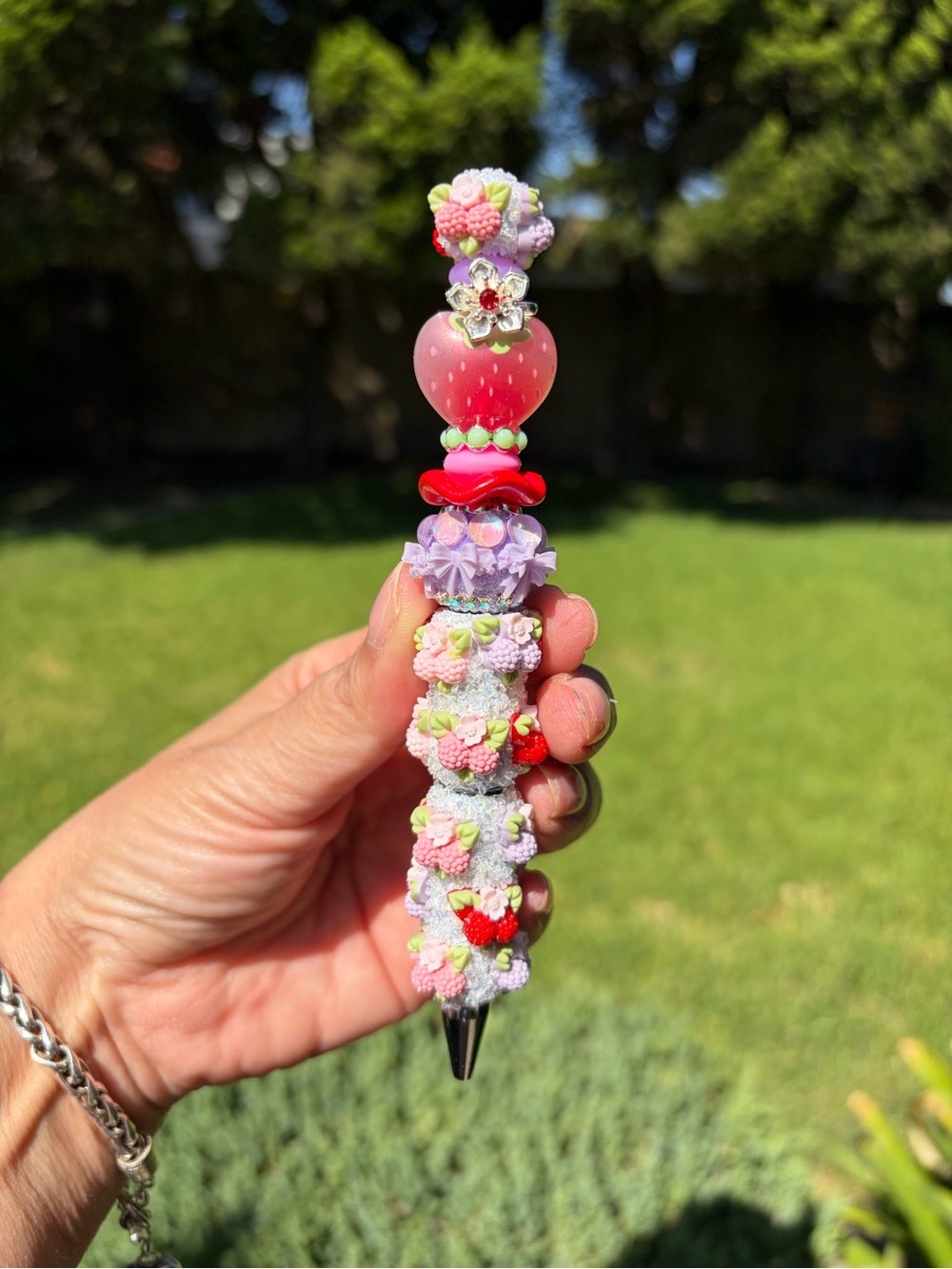 Pink Strawberry Flower Kids Decorative Pen
